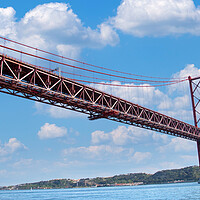 Buy canvas prints of Landmark suspension 25 of April bridge over Tagus River in Lisbon by Elijah Lovkoff
