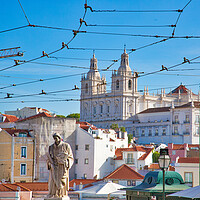 Buy canvas prints of Lisbon, Colorful Alfama streets by Elijah Lovkoff