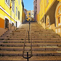 Buy canvas prints of Colorful Streets of Lisbon in historic city center by Elijah Lovkoff