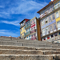 Buy canvas prints of Beautiful and colorful Porto Streets near Rio Douro by Elijah Lovkoff