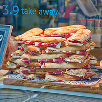 Buy canvas prints of Famous Spanish jamon sandwich sold at the streets of Granada his by Elijah Lovkoff