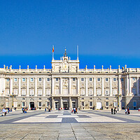 Buy canvas prints of Famous Royal Palace in Madrid in historic city center, the official residence of the Spanish Royal Family by Elijah Lovkoff