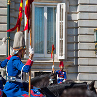 Buy canvas prints of  Change of national guard in front of Royal Palace in Historic center of Madrid by Elijah Lovkoff