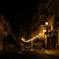 Buy canvas prints of Scenic old town streets at night by Elijah Lovkoff