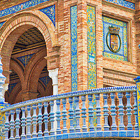 Buy canvas prints of Plaza De Espana, Seville, Architectural Details and Ornaments by Elijah Lovkoff