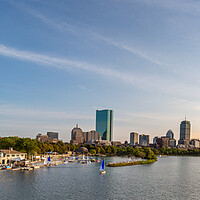Buy canvas prints of Panoramic view of Boston downtown and historic center from the landmark Longfellow bridge over Charles River by Elijah Lovkoff