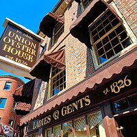 Buy canvas prints of Famous pubs in Boston Harbor and South Market by Elijah Lovkoff