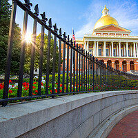 Buy canvas prints of Massachusetts Old State House in Boston historic city center, located close to landmark Beacon Hill and Freedom Trail by Elijah Lovkoff