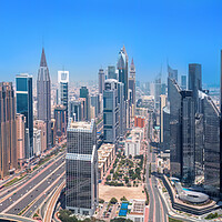 Buy canvas prints of UAE, Dubai downtown financial skyline and business shopping center near Dubai Mall by Elijah Lovkoff