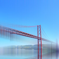 Buy canvas prints of Lisbon, Landmark suspension 25 of April bridge by Elijah Lovkoff
