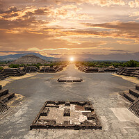 Buy canvas prints of Landmark Teotihuacan pyramids complex located in Mexican Highlands by Elijah Lovkoff
