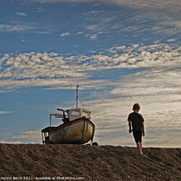 Buy canvas prints of Boat and boy, North Norfolk by Christine Birch