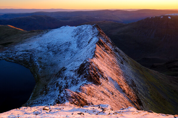 Striding Edge, Lake District Framed Mounted Print by Nigel Wilkins