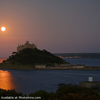 Buy canvas prints of Moonset at St Michael's Mount by Nigel Wilkins