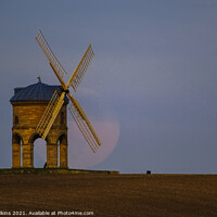 Buy canvas prints of Chesterton Windmill Daylight Moonrise by Nigel Wilkins
