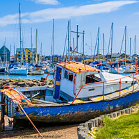 Buy canvas prints of OLD BOAT AMBLE HARBOUR by Michael Birch