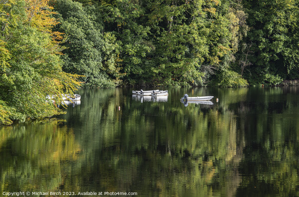 Boat Reflection Loch Fascall Reservoir Picture Board by Michael Birch