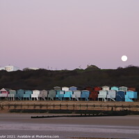 Buy canvas prints of Moonset over Frinton on Sea by Geoff Taylor