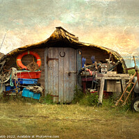 Buy canvas prints of Fisherman's Hut on the shore of Lindisfarne, Holy  by Linda Webb