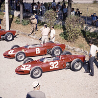 Buy canvas prints of Ferrari Formula One racing cars Monza 1961 by Ian Murray