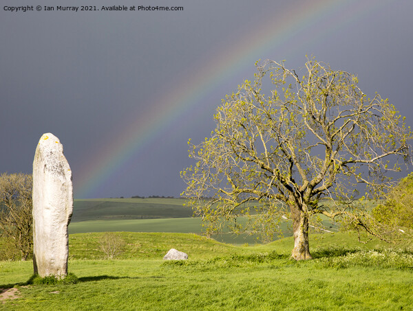 Rainbow at Avebury Picture Board by Ian Murray