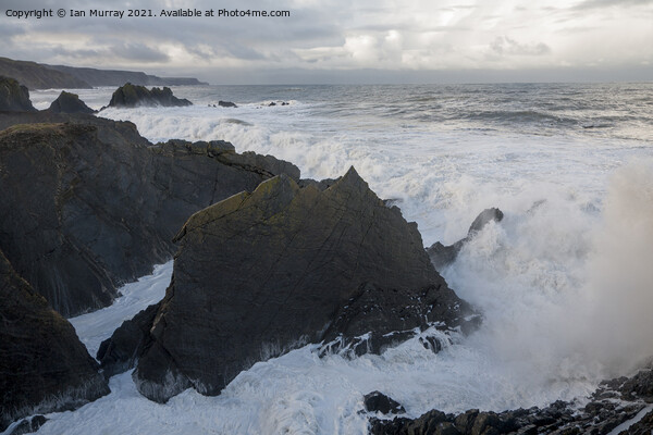 Atlantic Ocean storm waves Hartland Quay, Devon Picture Board by Ian Murray