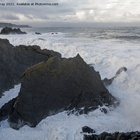 Buy canvas prints of Atlantic Ocean storm waves Hartland Quay, Devon by Ian Murray