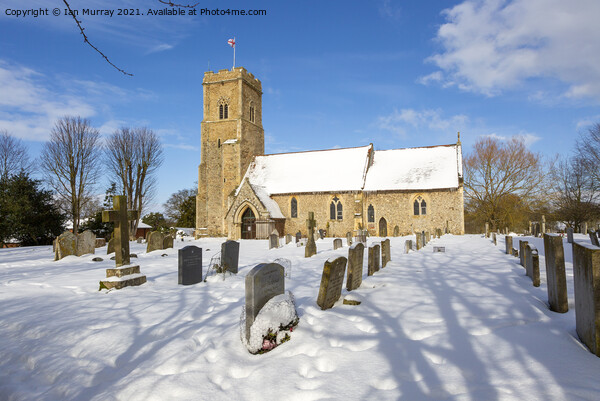Shottisham village parish church in snow Picture Board by Ian Murray