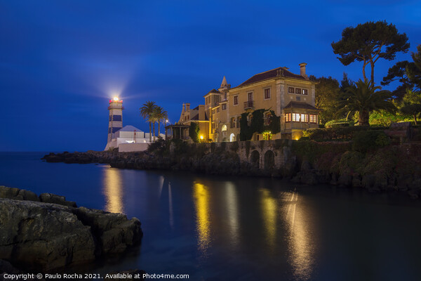 Cascais lighthouse and museum at night Picture Board by Paulo Rocha