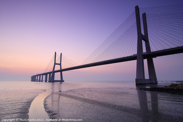 Vasco da Gama bridge, Lisbon, at dawn Picture Board by Paulo Rocha