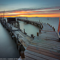 Buy canvas prints of Sunset at Carrasqueira Pier by Paulo Rocha