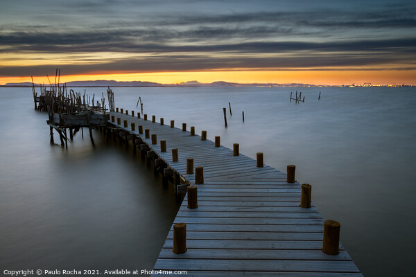Sunset at Carrasqueira Pier Picture Board by Paulo Rocha