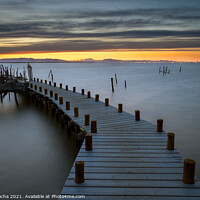 Buy canvas prints of Sunset at Carrasqueira Pier by Paulo Rocha