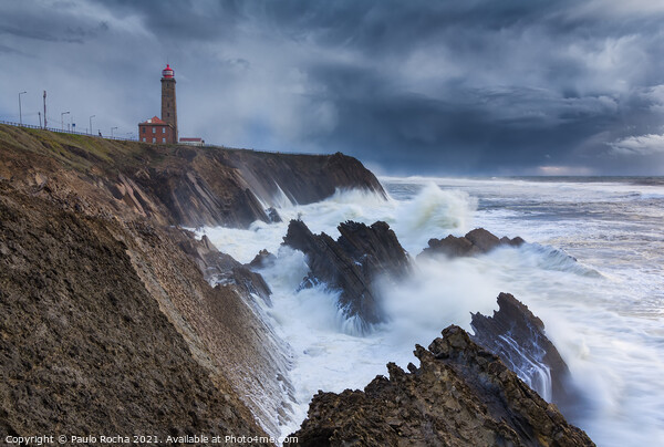 The lighthouse and the storm Picture Board by Paulo Rocha