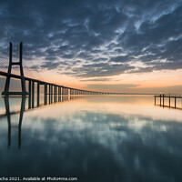 Buy canvas prints of Vasco da Gama bridge, Lisbon, at sunrise by Paulo Rocha