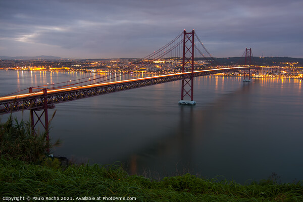 The 25th of April (25 de Abril) suspension bridge over Tagus river in Lisbon Picture Board by Paulo Rocha