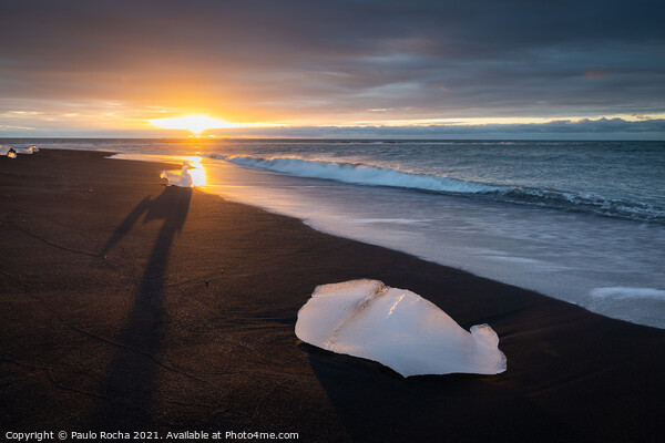 Beautiful sunrise at the famous Diamond beach, Iceland. Picture Board by Paulo Rocha