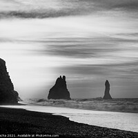 Buy canvas prints of Reynisfjara black sand beach and Reynisdrangar rock formation - Iceland by Paulo Rocha