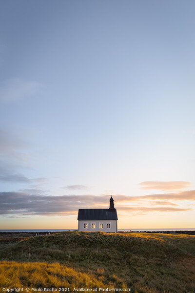 Strandkirkja (Strandar kirkja) in Iceland at sunset Picture Board by Paulo Rocha
