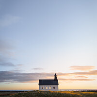 Buy canvas prints of Strandkirkja (Strandar kirkja) in Iceland at sunset by Paulo Rocha