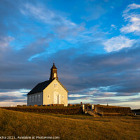 Buy canvas prints of Strandkirkja in Iceland at sunset by Paulo Rocha
