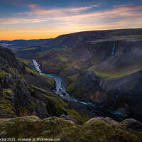 Buy canvas prints of Fossardalur valley and Fossá river in Iceland at sunset. by Paulo Rocha