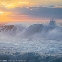 Buy canvas prints of Ocean waves close up ar sunset by Paulo Rocha