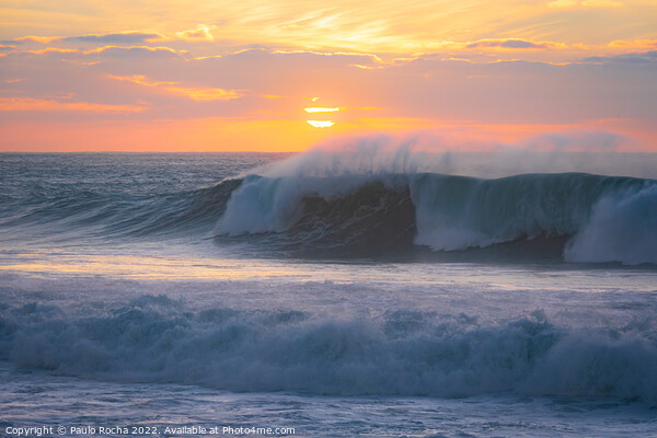 Ocean waves close up at sunset Picture Board by Paulo Rocha