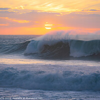 Buy canvas prints of Ocean waves close up at sunset by Paulo Rocha