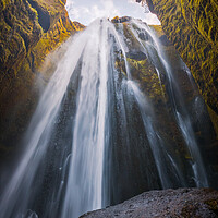 Buy canvas prints of Gljufrabui waterfall inside a cave in Iceland by Paulo Rocha