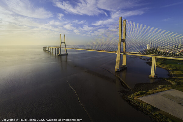 Vasco da Gama bridge, Lisbon, at sunrise Picture Board by Paulo Rocha
