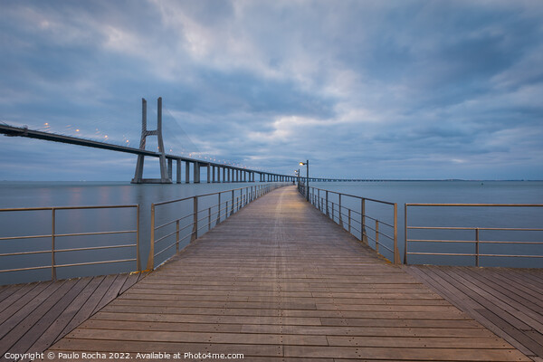 Vasco da Gama bridge and pier, Lisbon, overcast da Picture Board by Paulo Rocha