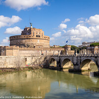 Buy canvas prints of Bridge and castle Sant Angelo, Rome by Paulo Rocha