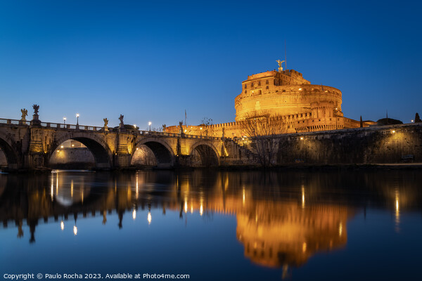 Bridge and castle Sant Angelo at night, Rome Picture Board by Paulo Rocha